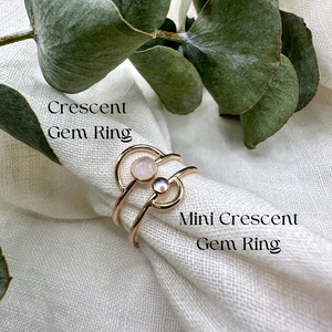 Mini Gem Crescent Ring