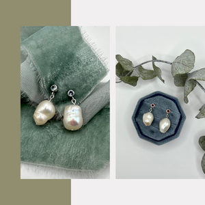 Beloved, XL Pearl & Birthstone Earrings