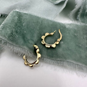 Flower Hoops, 14K Gold