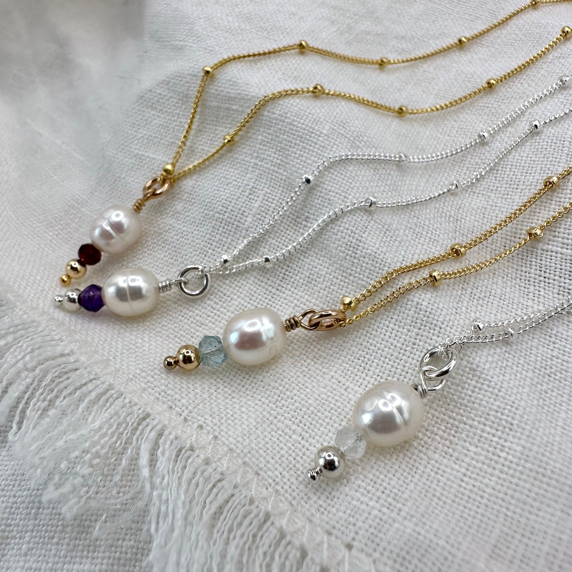 Beloved, Pearl & Birthstone Necklace