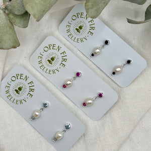Beloved, Sm. Pearl & Gem Earrings