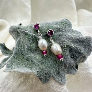 Beloved, Sm. Pearl & Gem Earrings