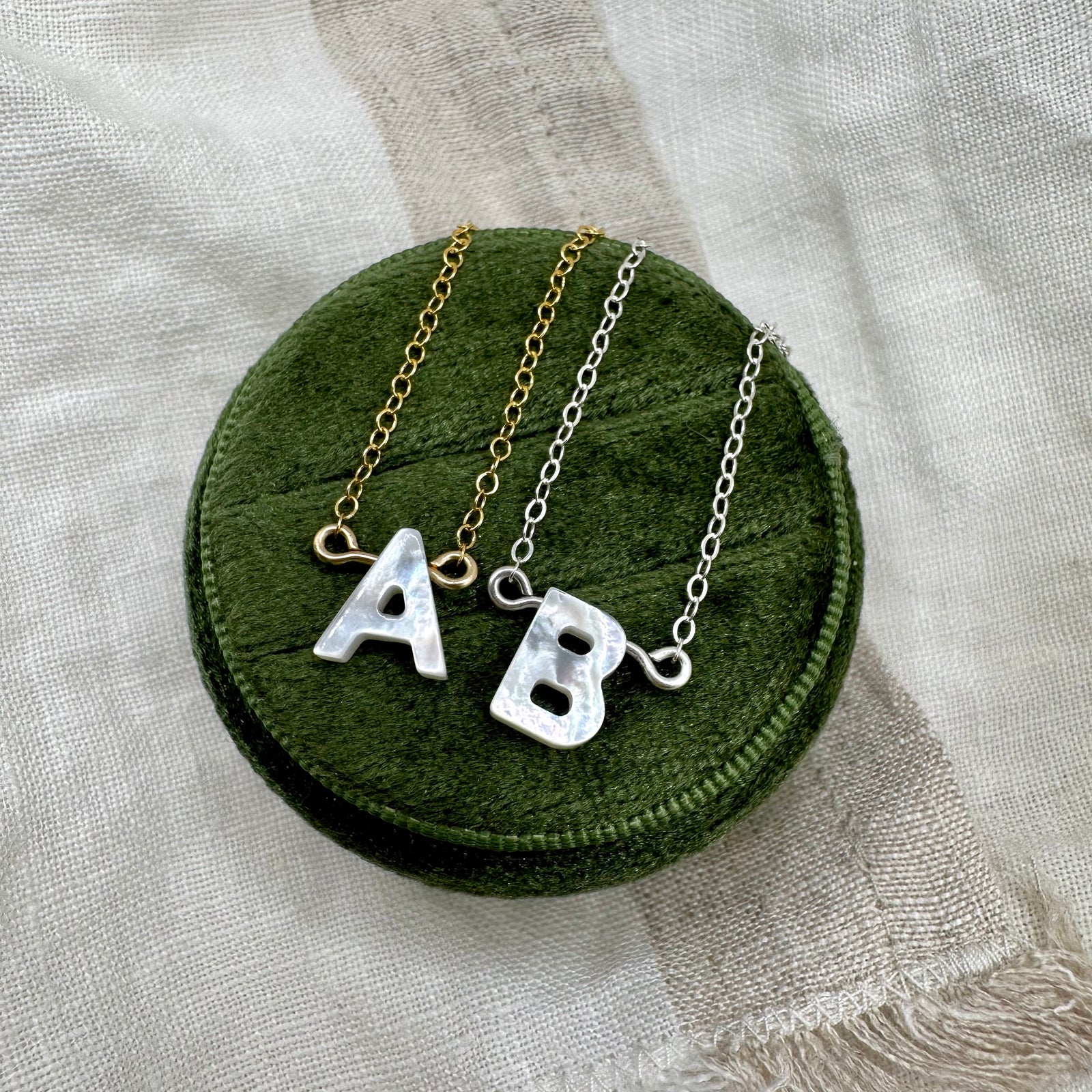 Mother of Pearl, Letter Necklace