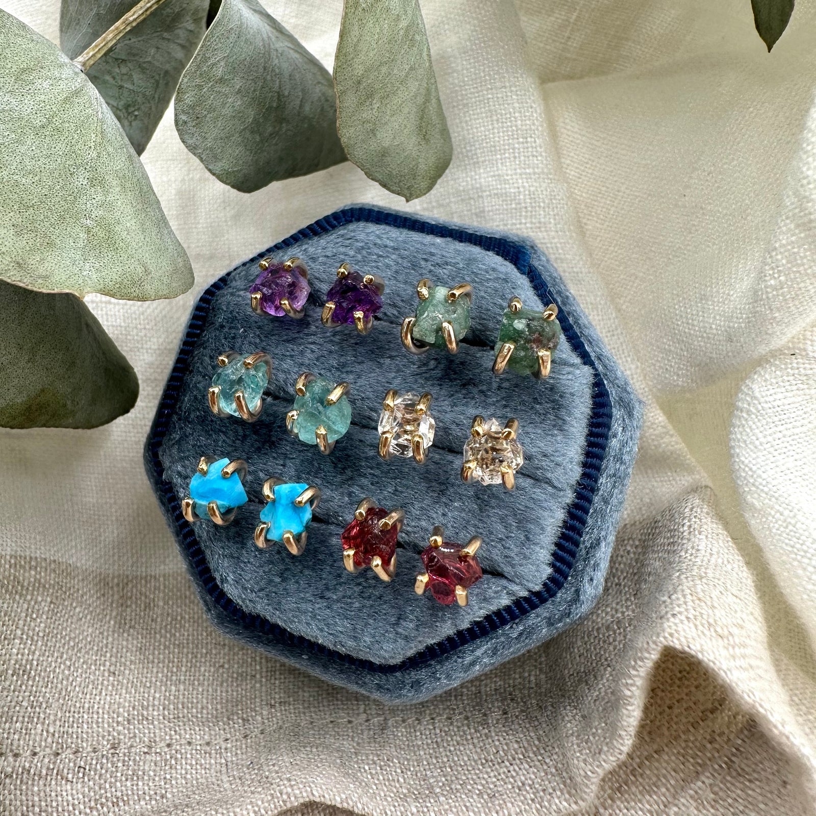 Small, Raw Gem Studs