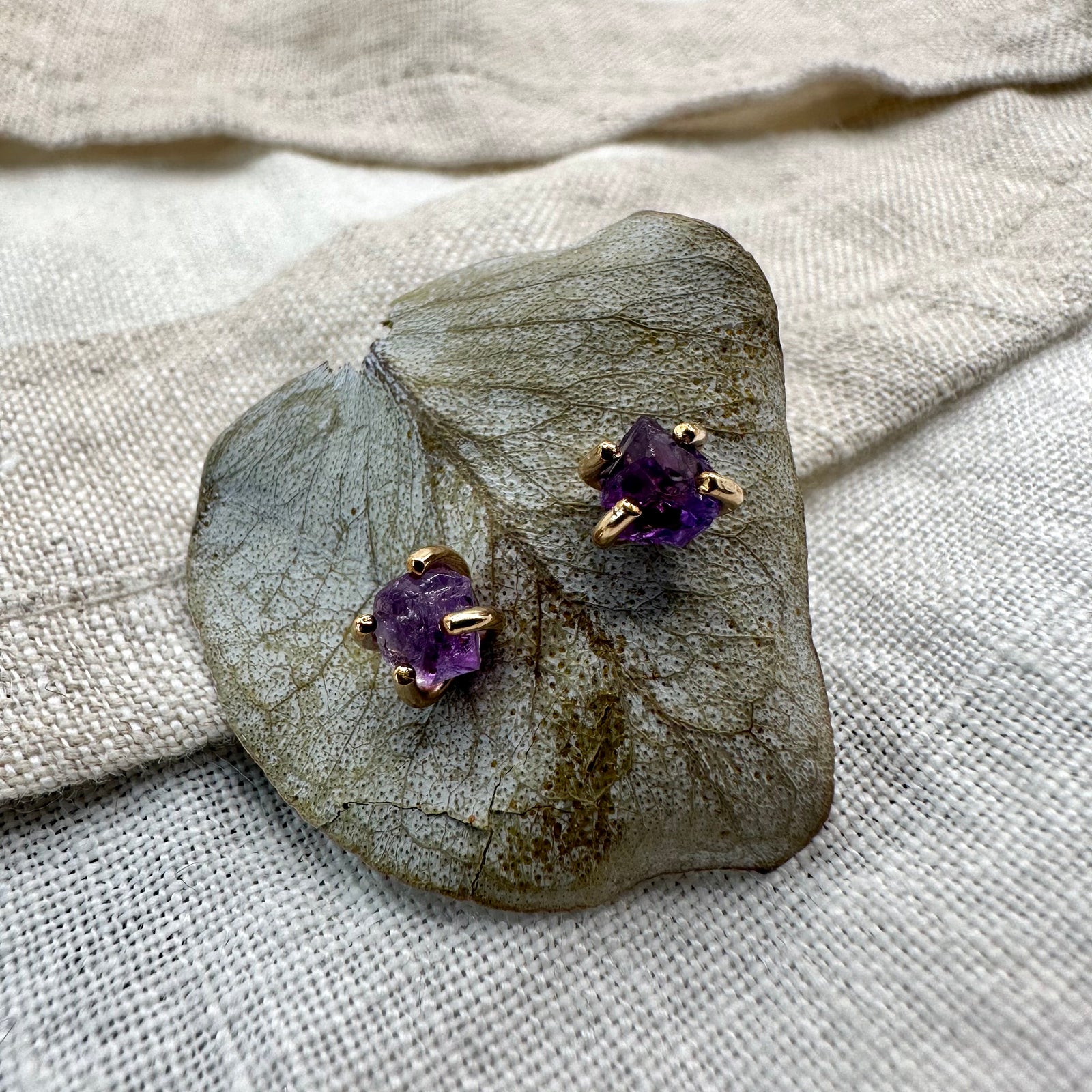 Small, Raw Gem Studs