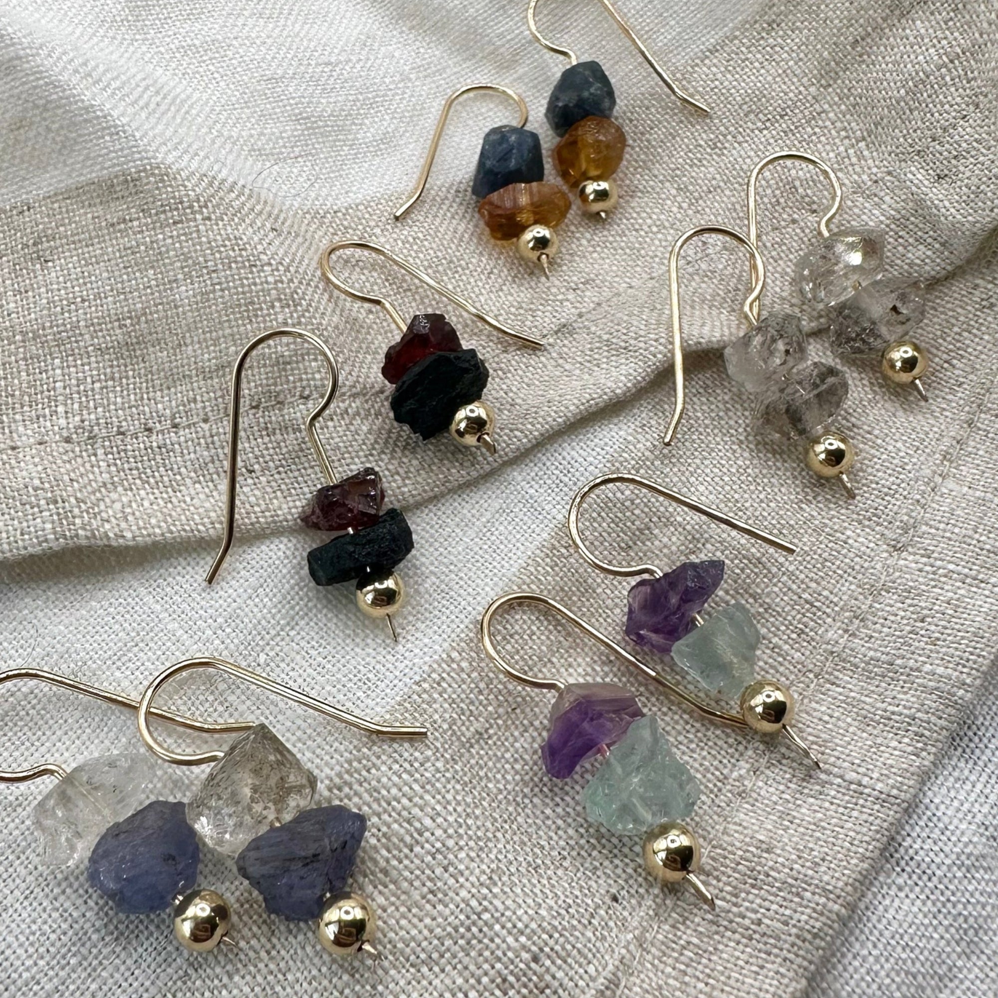 Raw Gem Earrings, One of a Kind