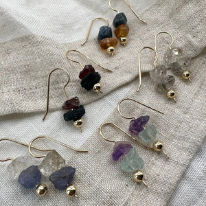 Raw Gem Earrings, One of a Kind