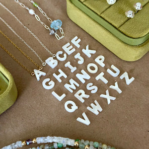 Mother of Pearl, Letter Necklace