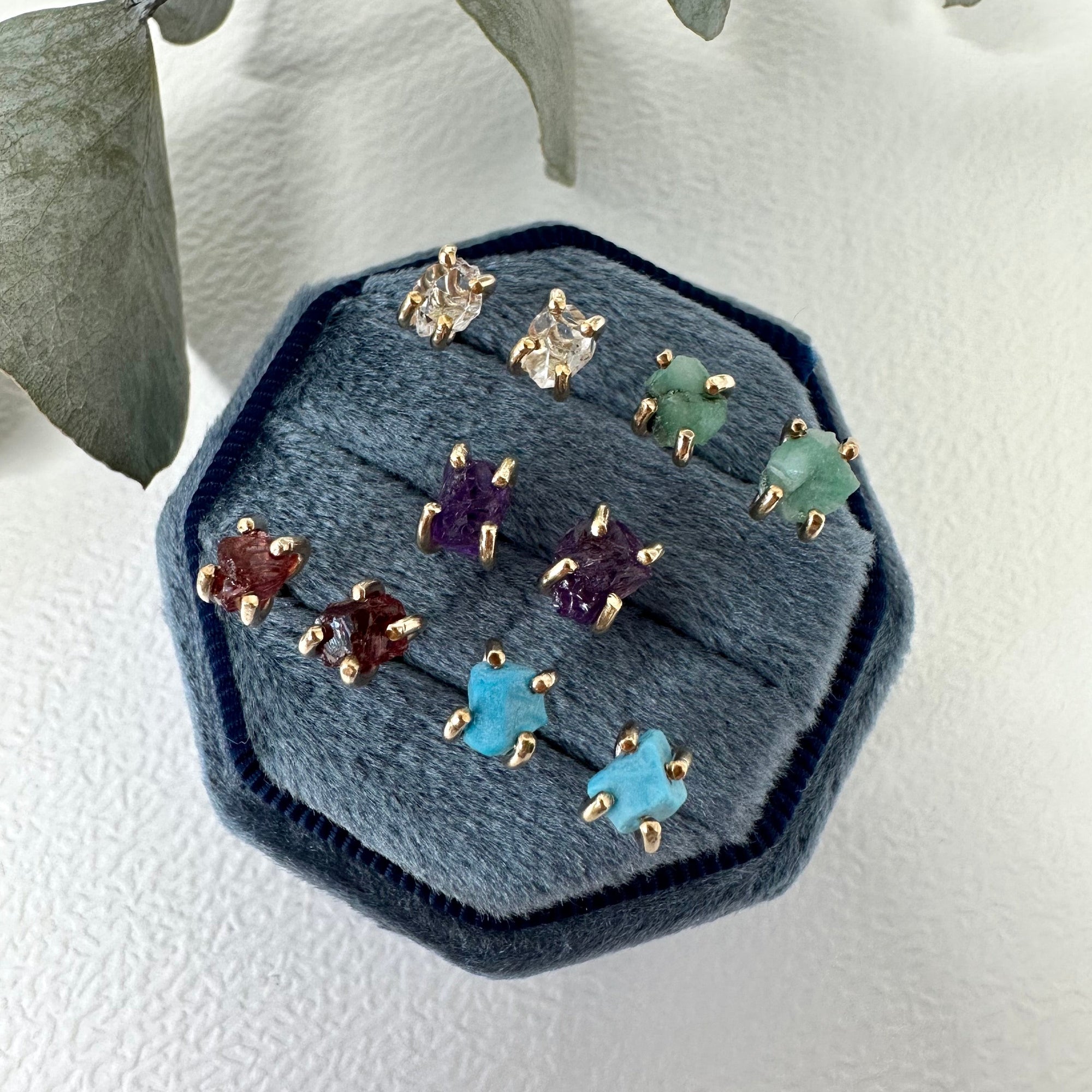 Mini Raw Gem Studs