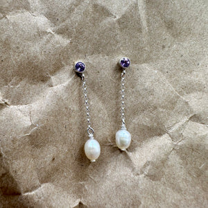 Dancing Pearl, Birthstone Earrings