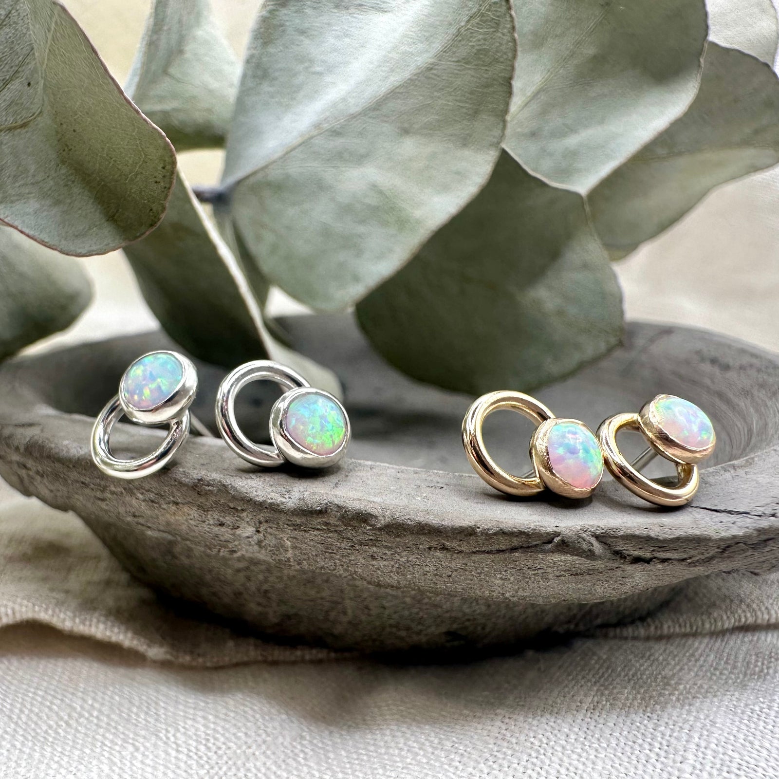 Crescent Gem Studs