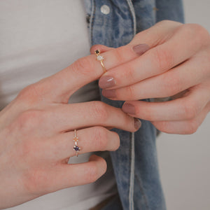 Moonstone + Black Spinel Ring