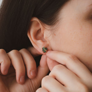 Raw Emerald Studs