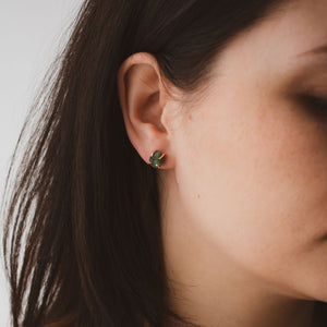 Raw Emerald Studs