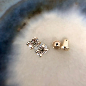 Raw Quartz Studs, 14K Gold