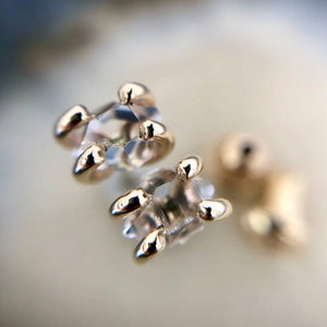 Raw Quartz Studs, 14K Gold