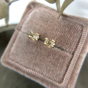 Raw Quartz Studs, 14K Gold