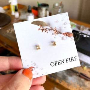 Raw Quartz Studs, 14K Gold