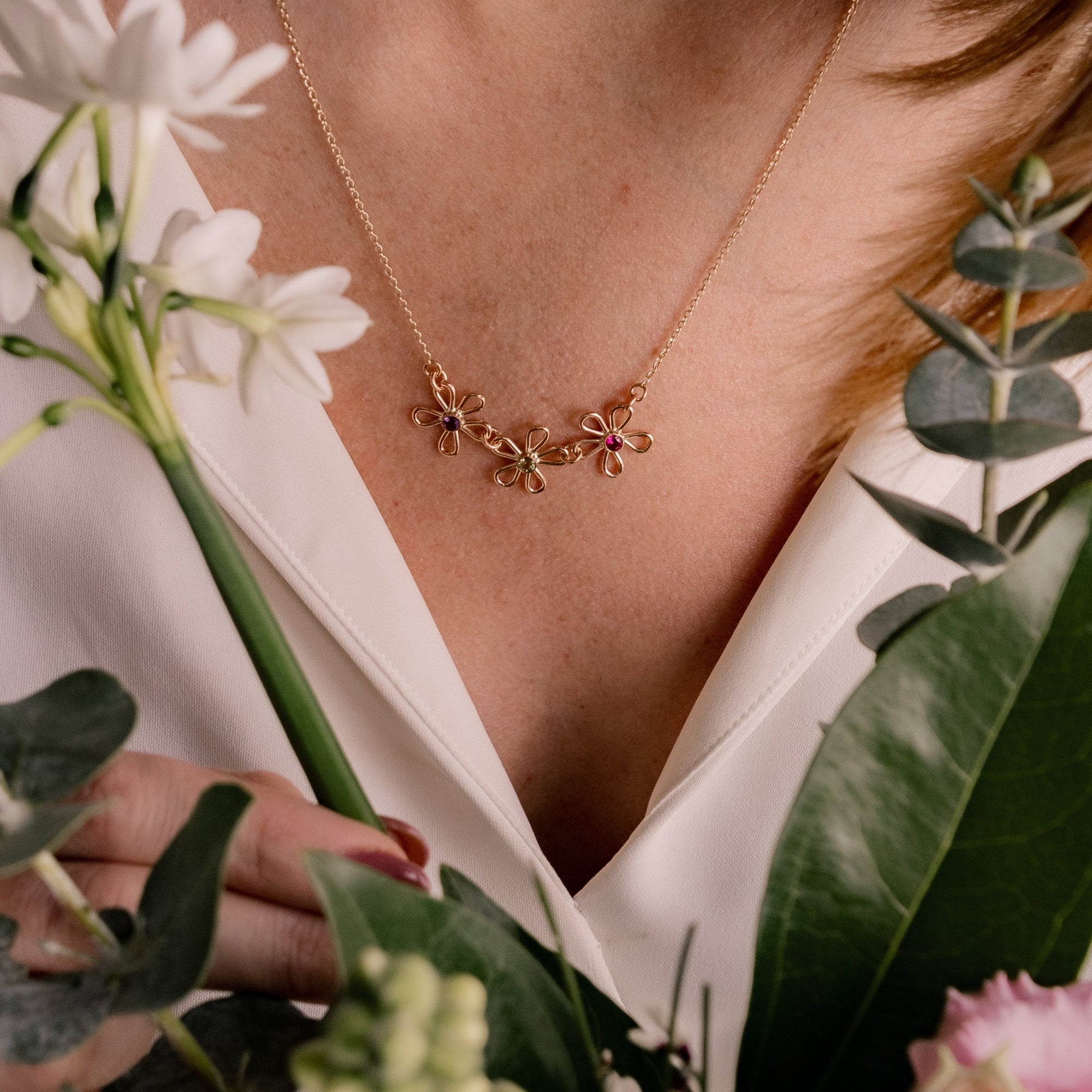 Bouquet, Customized Birthstone Necklace