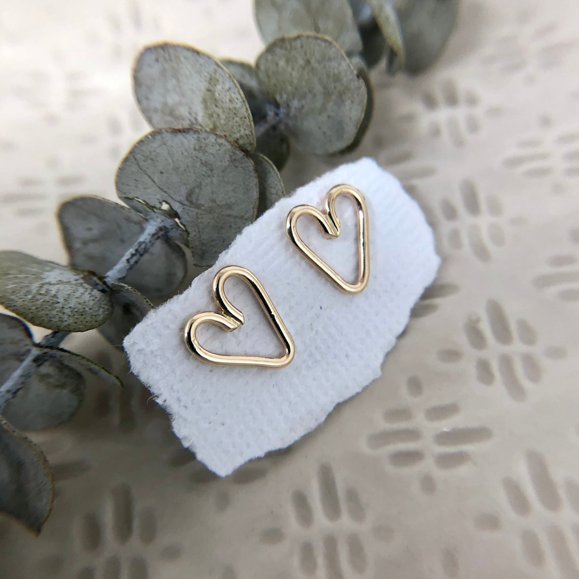 Heart Studs, 14K Gold