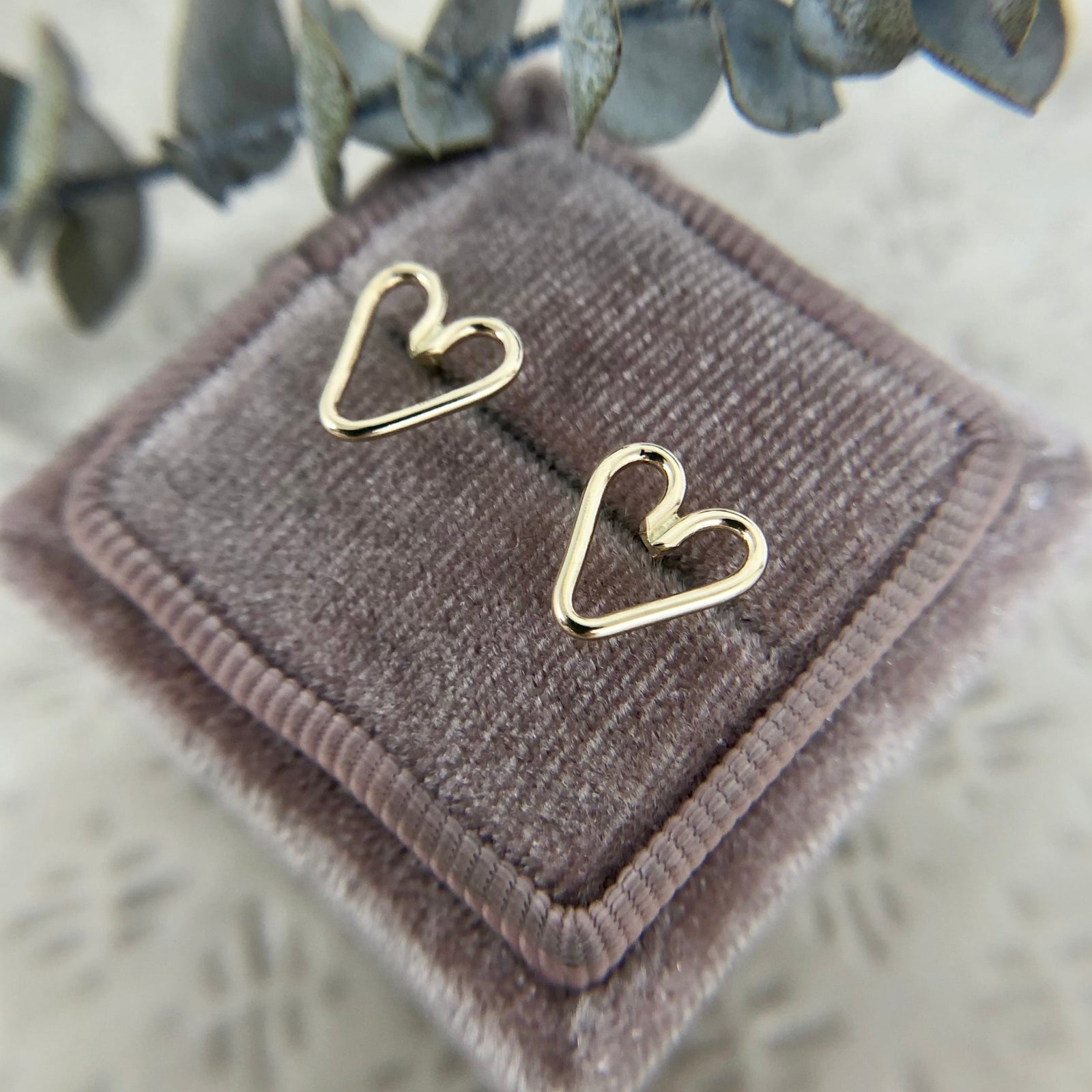 Heart Studs, 14K Gold