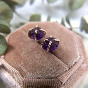 Raw Amethyst Studs