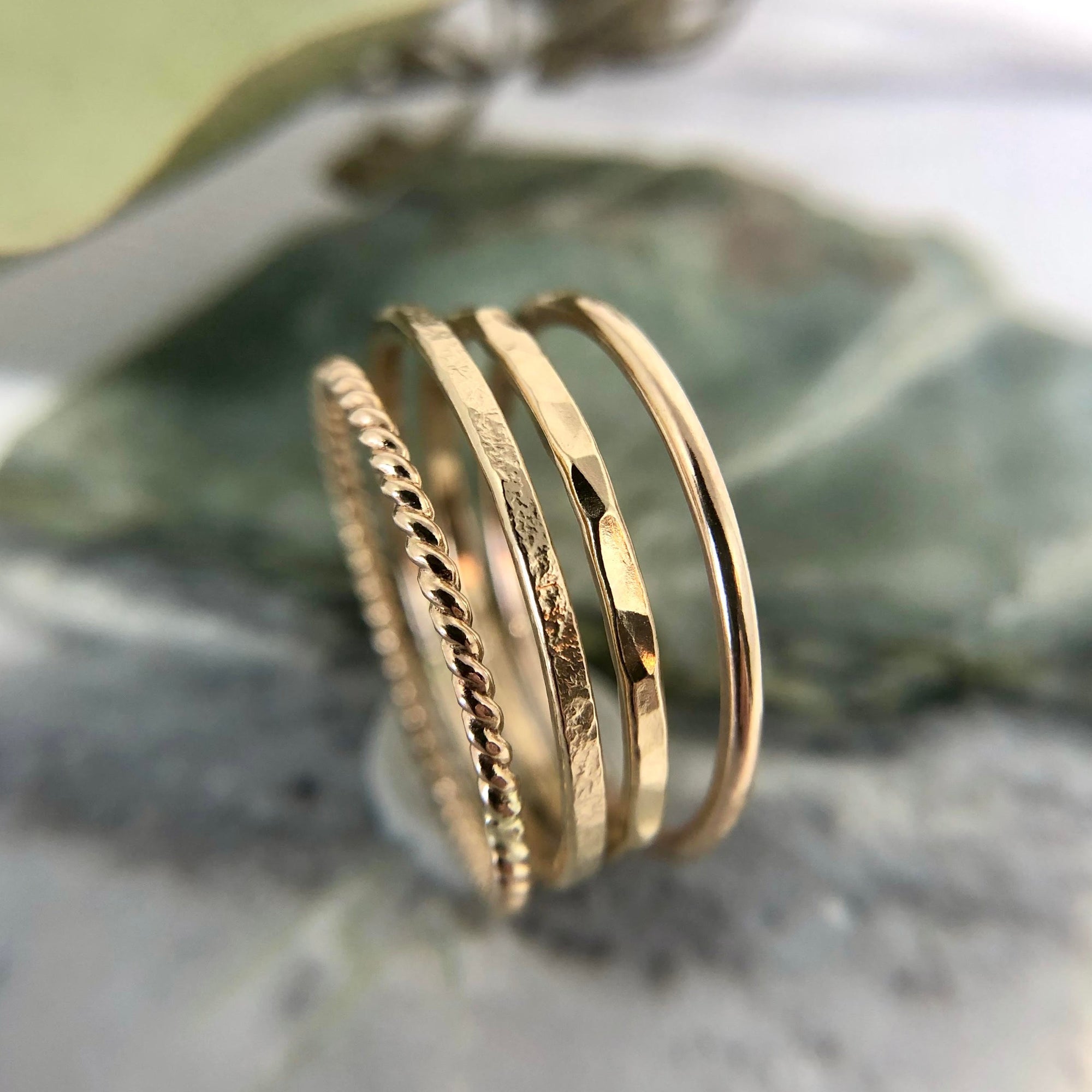 Minimalist Stackers, 14K Goldfill